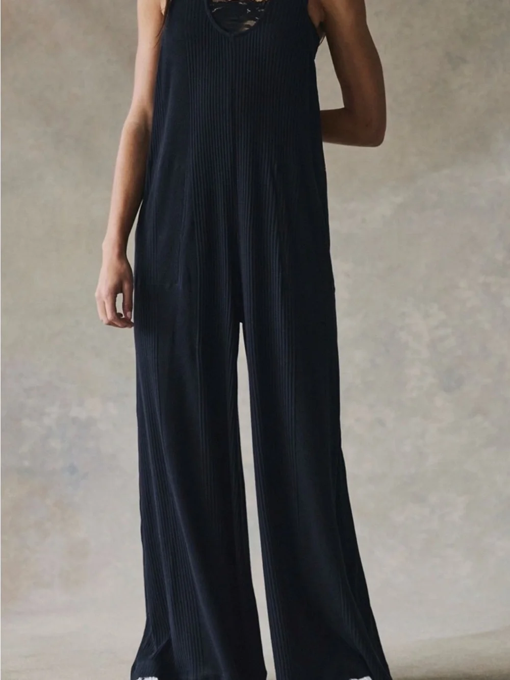 Free People Zena OneJumpsuit black ribbed